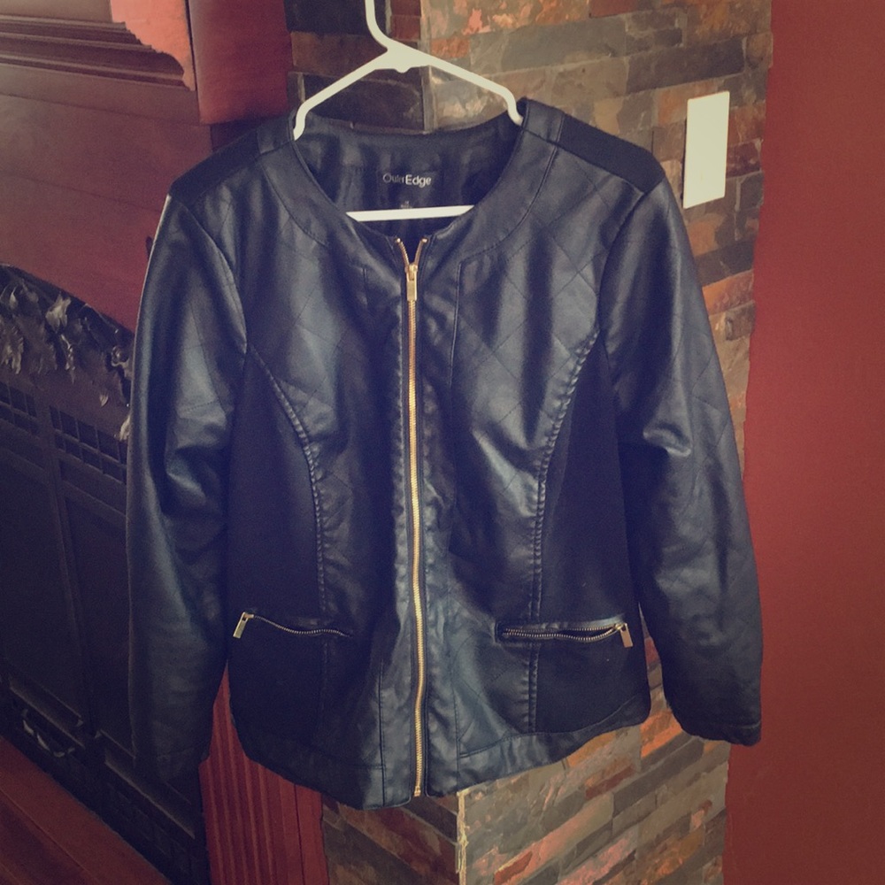 Lightweight jacket with faux leather accents
